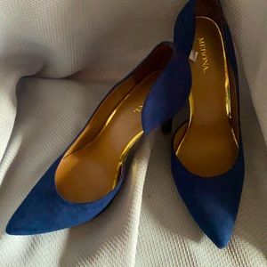 Blue D’ Orsay 3” Faux Suede Heels